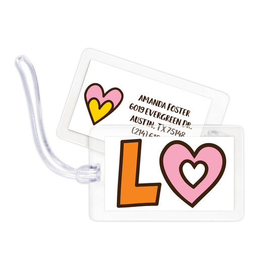 Pink and Orange Heart Luggage Tags